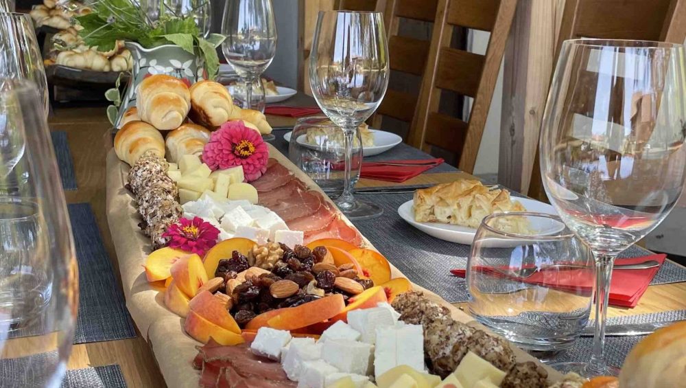 Local delicacies at a wine tasting